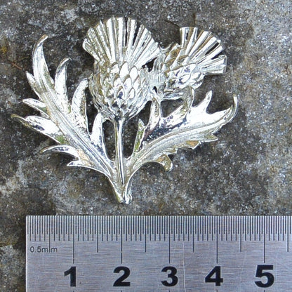 Thistle Brooch, Handcast Pewter, Polished Finish