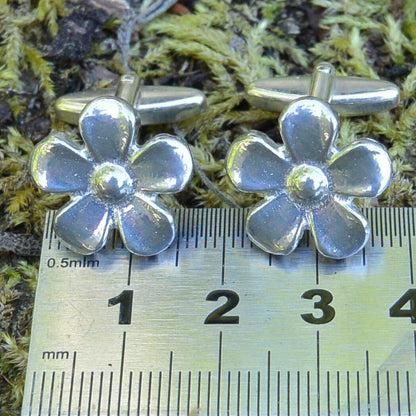 Daisy Cufflinks, Handcast Pewter Cufflinks, Polished Finish