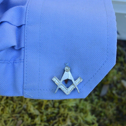 Masonic Cufflinks (Square and Compass Design), Handcast Pewter Cufflinks, Polished Finish
