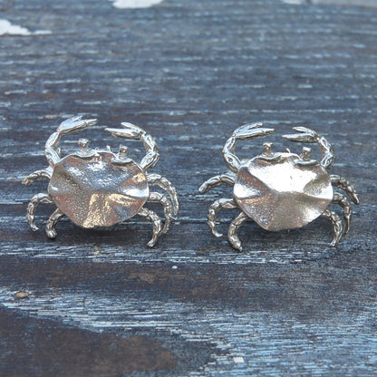 Crab Cufflinks,  Handcast Pewter Cufflinks, Polished Finish