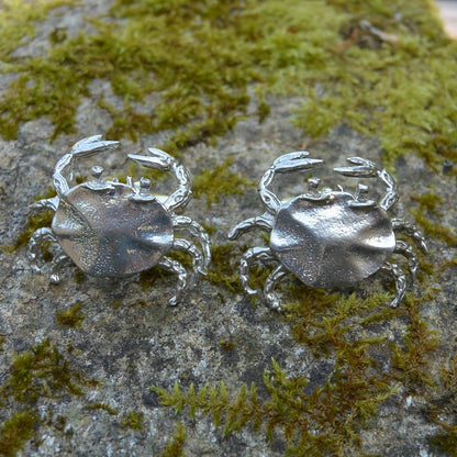 Crab Cufflinks,  Handcast Pewter Cufflinks, Polished Finish