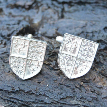 Richard III Shield Cufflinks, Handcast Pewter Cufflinks, Polished Finish