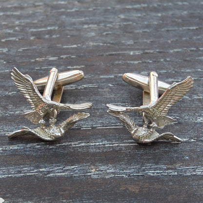 Eagle Cufflinks, Handcast Pewter Cufflinks, Polished Finish