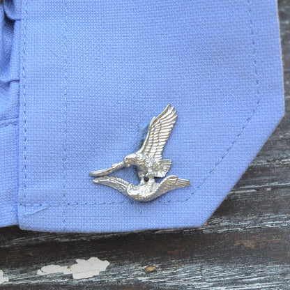 Eagle Cufflinks, Handcast Pewter Cufflinks, Polished Finish
