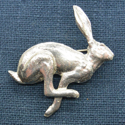 Hare Brooch (Running), Handcast Pewter, Polished Finish