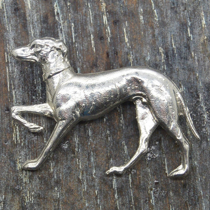 Greyhound Brooch (Large Vintage Design), Handcast Pewter Brooch, Polished Finish