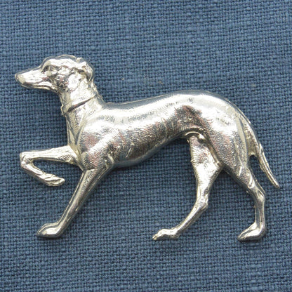 Greyhound Brooch (Large Vintage Design), Handcast Pewter Brooch, Polished Finish