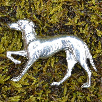 Greyhound Brooch (Large Vintage Design), Handcast Pewter Brooch, Polished Finish