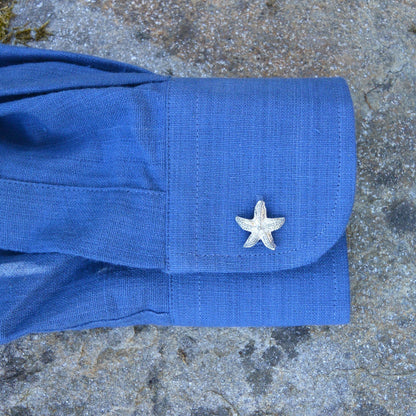 Starfish Cufflinks, Handcast Pewter Cufflinks, Polished Finish