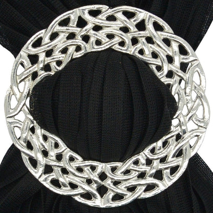 Celtic Knot Scarf Ring, Handcast Pewter Circle, Polished Finish