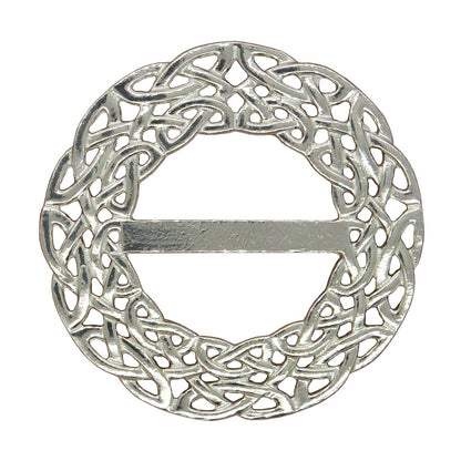 Celtic Knot Scarf Ring, Handcast Pewter Circle, Polished Finish