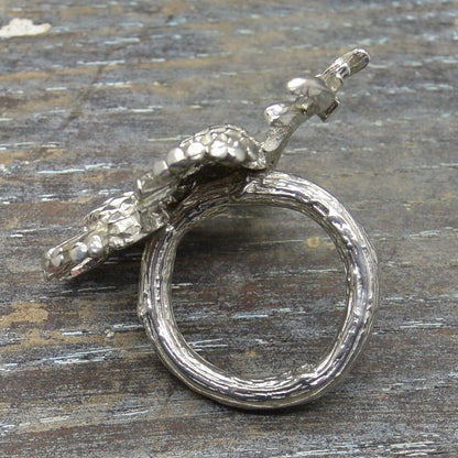 Starfish Scarf Ring, Handcast Pewter, Polished Finish