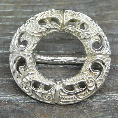 Maori Scarf Ring (Bone Carving Design), Handcast Pewter, Polished Finish