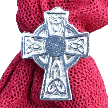 Trinity Cross Scarf Ring, Handcast Pewter, Polished Finish