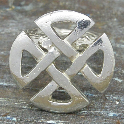 Celtic Knot Scarf Ring, Handcast Pewter, Polished Finish