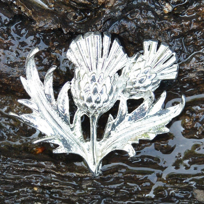 Thistle Brooch, Handcast Pewter, Polished Finish