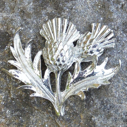 Thistle Brooch, Handcast Pewter, Polished Finish