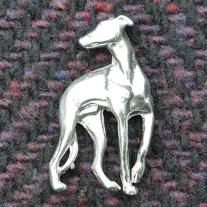 Greyhound Brooch, Handcast Pewter Brooch, Polished Finish