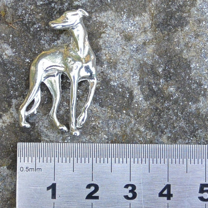 Greyhound Brooch, Handcast Pewter Brooch, Polished Finish