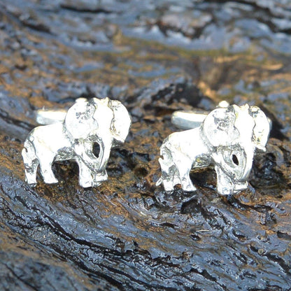 Elephant Cufflinks, Handcast Pewter Cufflinks, Polished Finish