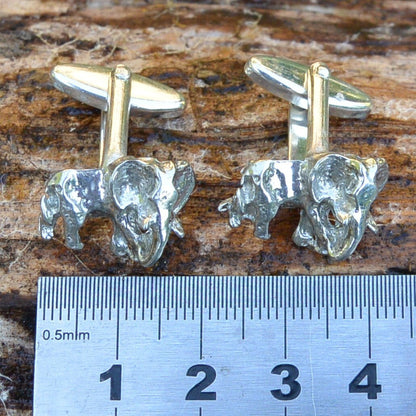 Elephant Cufflinks, Handcast Pewter Cufflinks, Polished Finish