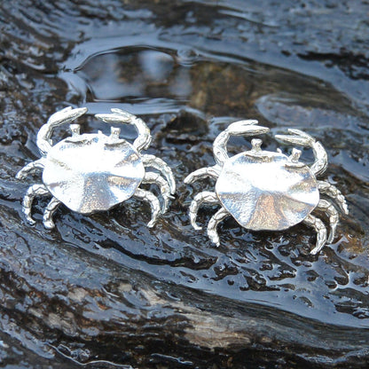 Crab Cufflinks,  Handcast Pewter Cufflinks, Polished Finish