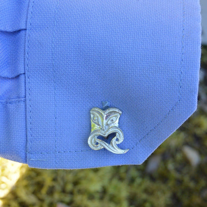Taniwha Cufflinks, Handcast Pewter Cufflinks, Polished Finish