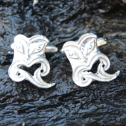 Taniwha Cufflinks, Handcast Pewter Cufflinks, Polished Finish