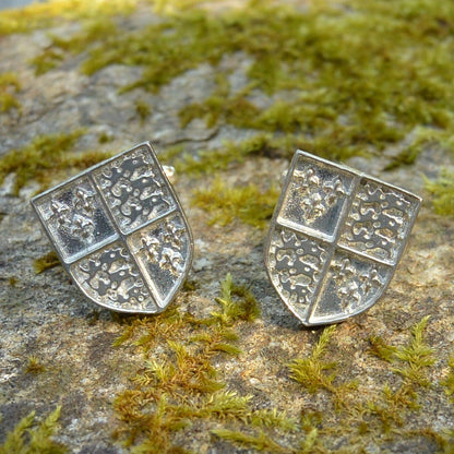Richard III Shield Cufflinks, Handcast Pewter Cufflinks, Polished Finish