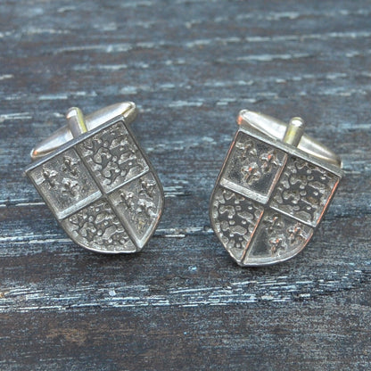 Richard III Shield Cufflinks, Handcast Pewter Cufflinks, Polished Finish