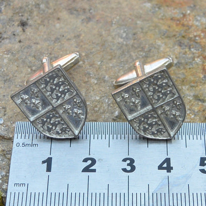 Richard III Shield Cufflinks, Handcast Pewter Cufflinks, Polished Finish