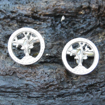 Tree of Life Cufflinks, Handcast Pewter Cufflinks, Polished Finish