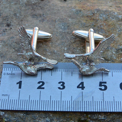 Eagle Cufflinks, Handcast Pewter Cufflinks, Polished Finish