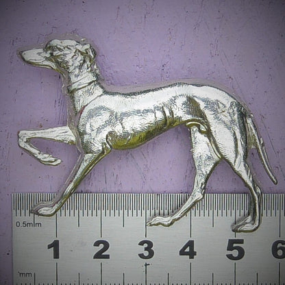 Greyhound Brooch (Large Vintage Design), Handcast Pewter Brooch, Polished Finish