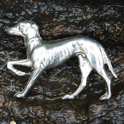 Greyhound Brooch (Large Vintage Design), Handcast Pewter Brooch, Polished Finish