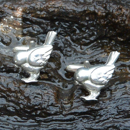Robin Cufflinks (Alternative Design), Handcast Pewter Cufflinks, Polished Finish