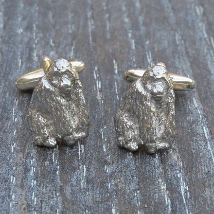 Orangutan Cufflinks, Handcast Pewter Cufflinks, Polished Finish