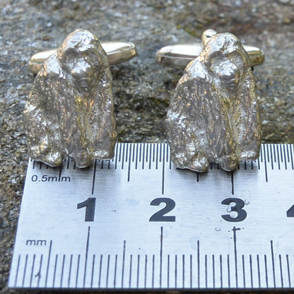 Orangutan Cufflinks, Handcast Pewter Cufflinks, Polished Finish