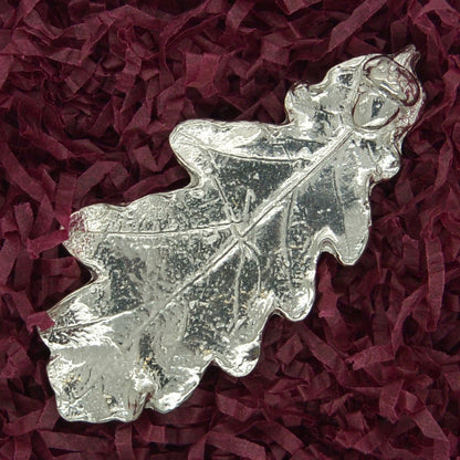 Oak Leaf Brooch (Real Leaf Cast, 6cm), Handcast Pewter, Polished Finish