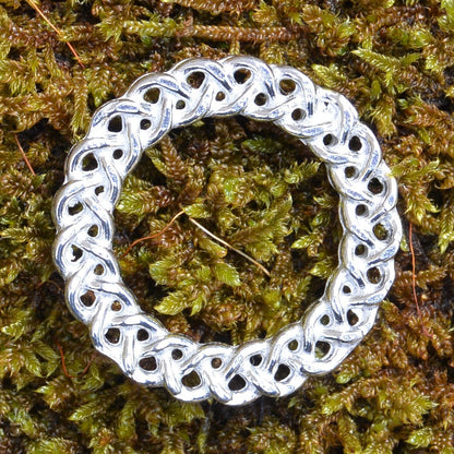 Celtic Knot Brooch (Narrow Weave Design), Handcast Pewter, Polished Finish