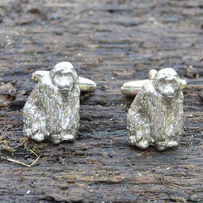 Orangutan Cufflinks, Handcast Pewter Cufflinks, Polished Finish