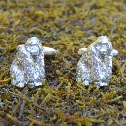 Orangutan Cufflinks, Handcast Pewter Cufflinks, Polished Finish