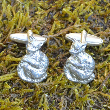 Lemur Cufflinks, Handcast Pewter Cufflinks, Polished Finish