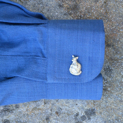 Lemur Cufflinks, Handcast Pewter Cufflinks, Polished Finish