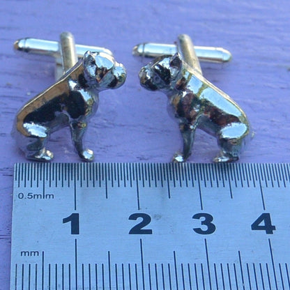 French Bulldog Cufflinks, Handcast Pewter, Polished Finish