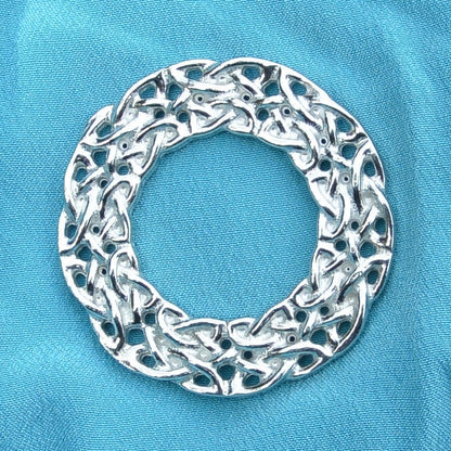 Celtic Knot Brooch (Wide Weave Design), Handcast Pewter, Polished Finish