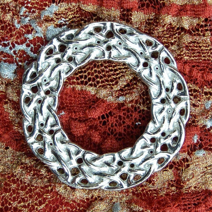Celtic Knot Brooch (Wide Weave Design), Handcast Pewter, Polished Finish