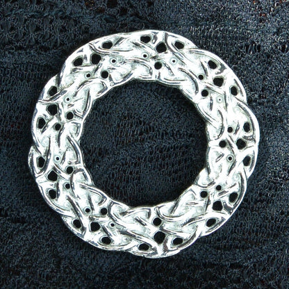 Celtic Knot Brooch (Wide Weave Design), Handcast Pewter, Polished Finish