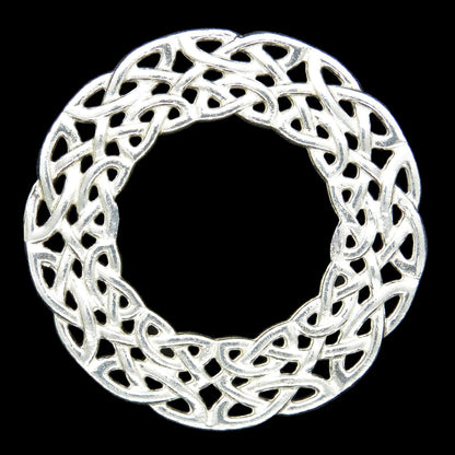 Celtic Knot Brooch (Wide Weave Design), Handcast Pewter, Polished Finish