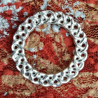 Celtic Knot Brooch (Narrow Weave Design), Handcast Pewter, Polished Finish